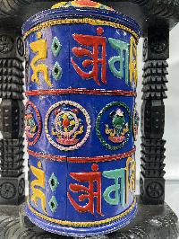 Wall Prayer Wheel Big Size With Mantra Inside, [traditional Color With Carved Mantra], Wall Mountable