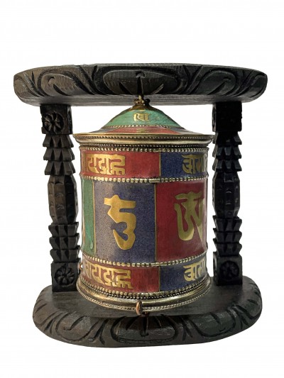Wall Prayer Wheel With Mantra Inside, [with Carved Mantra]