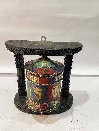 Wall Prayer Wheel With Mantra Inside, [with Carved Mantra]