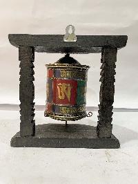Wall Prayer Wheel With Mantra Inside, [with Carved Mantra]