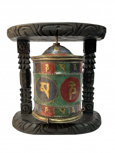 Wall Prayer Wheel With Mantra Inside, [with Carved Mantra]