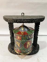 Wall Prayer Wheel With Mantra Inside, [with Carved Mantra]
