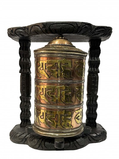 Wall Prayer Wheel With Mantra Inside, [with Carved Mantra]