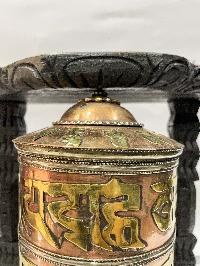Wall Prayer Wheel With Mantra Inside, [with Carved Mantra]