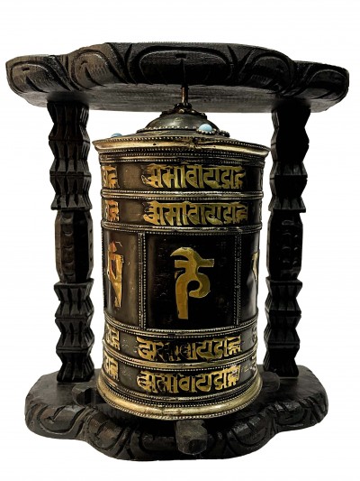 Wall Prayer Wheel With Mantra Inside, [with Carved Mantra]
