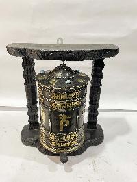 Wall Prayer Wheel With Mantra Inside, [with Carved Mantra]