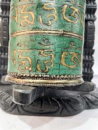 Wall Prayer Wheel With Mantra Inside, [with Carved Mantra, Stone Setting]