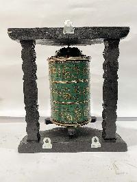 Wall Prayer Wheel With Mantra Inside, [with Carved Mantra, Stone Setting]