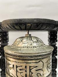 Wall Prayer Wheel With Mantra Inside, [with Carved Mantra, Ashtamangala]