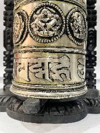 Wall Prayer Wheel With Mantra Inside, [with Carved Mantra, Ashtamangala]