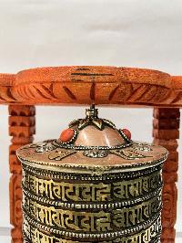 Wall Prayer Wheel With Mantra Inside, [with Carved Mantra]