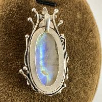 Designer Silver Of Rainbow Moonstone Flower And Petal Pendants