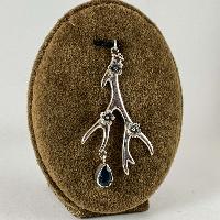 Designer Silver Of Blue Topaz Deer Antler Wth Flower Pendants