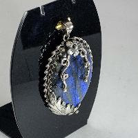 Designer Silver Labradorite Flower And Leaf Big Pendants