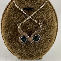 Designer Silver Blue Topaz Owl Head Pendants