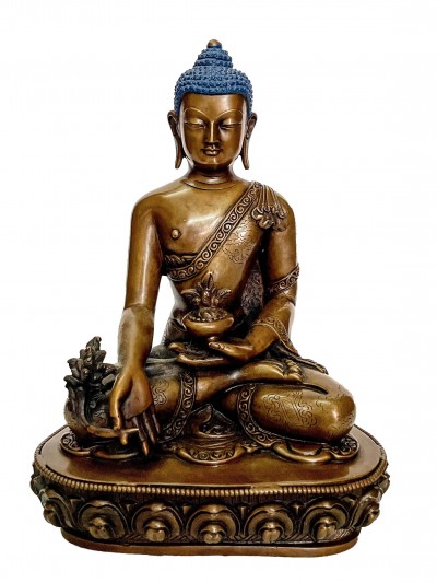 Buddhist Statue Of Medicine Buddha, [chocolate Oxidized]