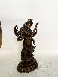 Buddhist Statue Of Standing Saraswati, [chocolate Oxidized]