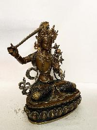 Buddhist Statue Of Manjushri, [partly Gold Plated]