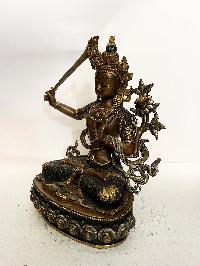 Buddhist Statue Of Manjushri, [partly Gold Plated]