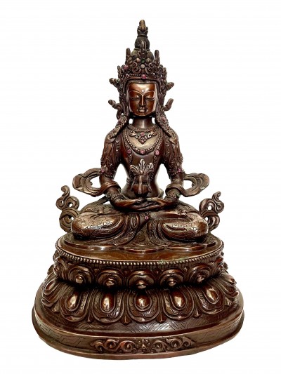 Buddhist Statue Of Aparimita, [stone Setting, Chocolate Oxidized], Chepame, Amitayus