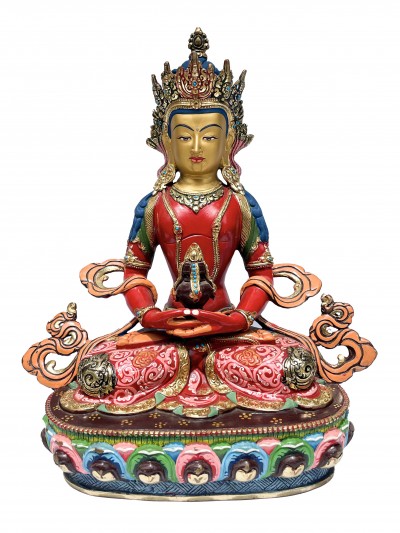 Buddhist Statue Of Aparimita, [stone Setting, Traditional Color, Face Painted], Chepame, Amitayus
