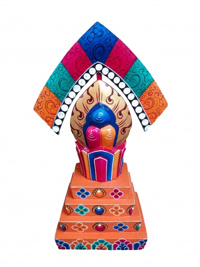 Buddhist Offering Item Of Wooden Painted Torma Zambala Wooden Painted Torma, []