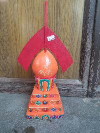 Buddhist Offering Item Of Wooden Painted Torma Zambala Wooden Painted Torma, []