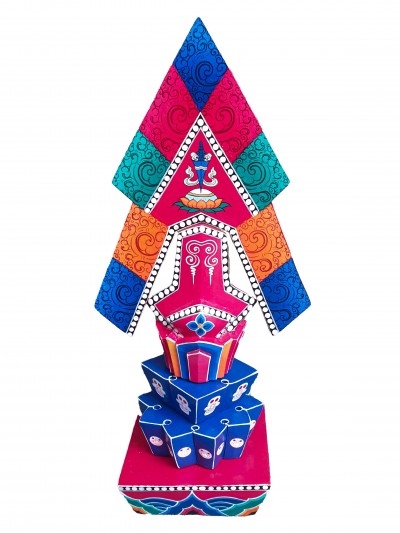 Buddhist Offering Item Of Phurba Wooden Painted Torma, []