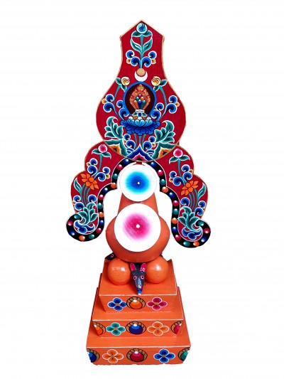 Buddhist Offering Item Of Norla Zambala Wooden Painted Torma, []