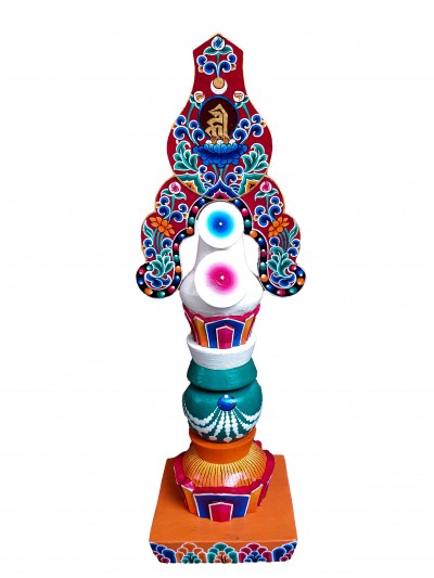 Buddhist Offering Item Of Chengrezig Dungaranhdol Wooden Painted Torma, []