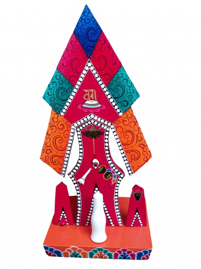 Buddhist Offering Item Of Wooden Painted Torma Mamging Ekjati Wooden Painted Torma, []