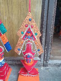 Buddhist Offering Item Of Wooden Painted Torma Set Of Bajra And Phurba, [10x10x40 Each]