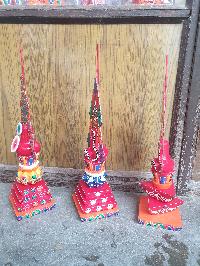 Buddhist Offering Item Of Wooden Painted Torma Set Of Bajra And Phurba, [10x10x40 Each]