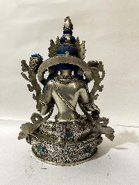[master Quality], Buddhist Statue Of Green Tara, [silver Statue Stone Setting], [rare Find]