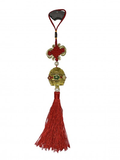 Buddhist Ritual Wall Hanging With Prayer Wheel Design, [stone Setting]