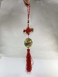 Buddhist Ritual Wall Hanging With Prayer Wheel Design, [stone Setting]