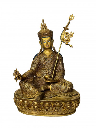 [master Quality], Buddhist Statue Of Padmasambhava, [full Gold Plated, Face Painted]