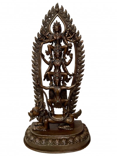 [master Quality], Buddhist Statue Ofhari Hari Hari Vahana Lokeshvara, [chocolate Oxidized], [rare Find]