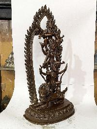 [master Quality], Buddhist Statue Ofhari Hari Hari Vahana Lokeshvara, [chocolate Oxidized], [rare Find]