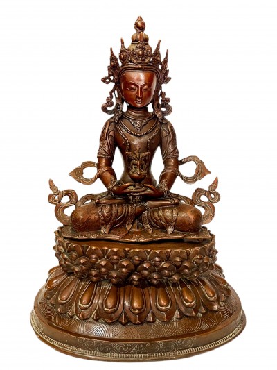 Hq, Buddhist Statue Of Aparimita, Amitayus, [chocolate Oxidized], Chepame