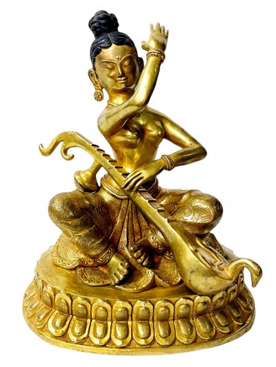 [master Quality], Hq, Buddhist Statue Of Saraswati, [full Gold Plated]