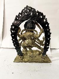 Hq, Buddhist Statue Of Akash Bhairav, [gold Plated, Antique], [rare Find]