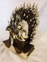 Buddhist Statue Of Tibetan Protector Deities, [silver And Chocolate Oxidized]