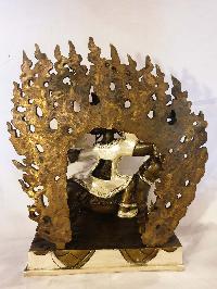 Buddhist Statue Of Tibetan Protector Deities, [silver And Chocolate Oxidized]