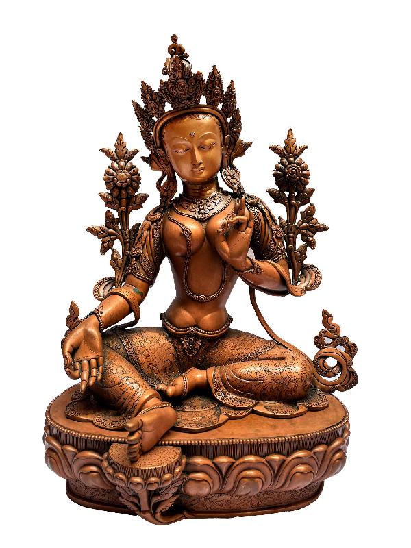 [master Quality], Buddhist Statue Of Green Tara, [chocolate Oxidized]