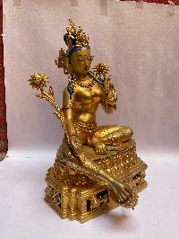 [master Quality], Buddhist Statue Of Green Tara, [full Gold Plated, Face Painted]
