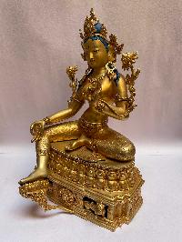 [master Quality], Buddhist Statue Of Green Tara, [full Gold Plated, Face Painted]