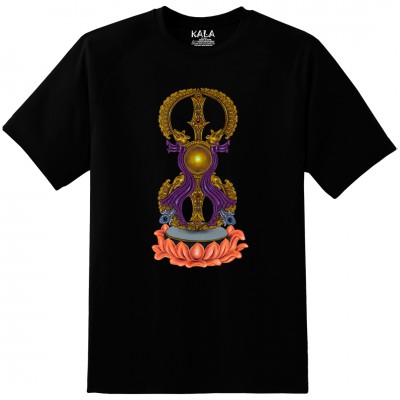 Nepali Cotton Round Neck T-shirt [black] Print Of [bajra], By Yelos Bajracharya