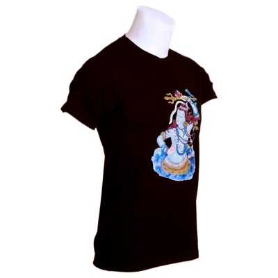 Nepali Cotton Round Neck T-shirt [dark Brown] Print Of [shiva], By Yelos Bajracharya