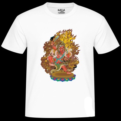 Nepali Cotton Round Neck T-shirt [white] Print Of [chandamaharoshana], By Yelos Bajracharya